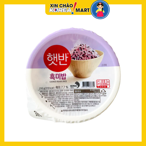 Cơm gạo nếp than ăn liền Hàn Quốc 210g | 햇반 흑미밥 210g